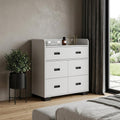 White Wood Five Drawer Dresser - 33-inch