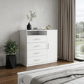 White Wood Four Drawer Combo Dresser - 35-inch