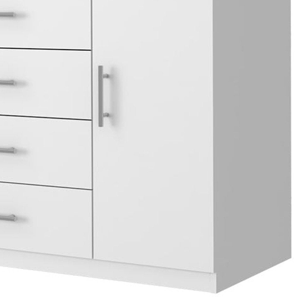 White Wood Four Drawer Combo Dresser - 35-inch