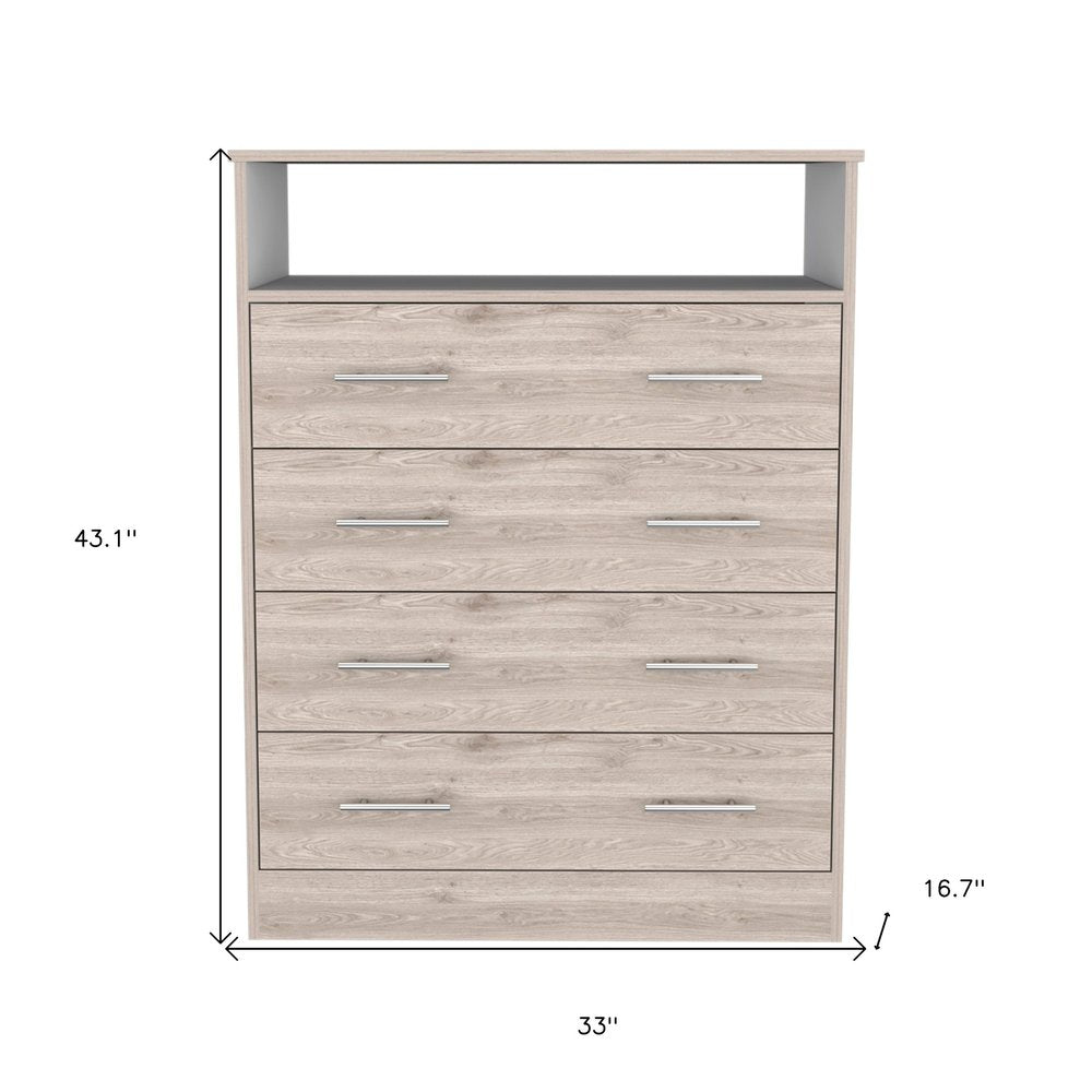 Oak Wood Four Drawer Dresser - 33-inch