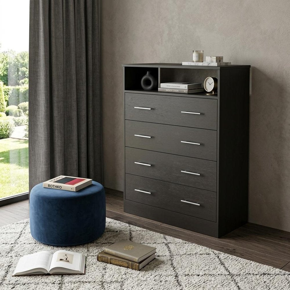 Oak Wood Four Drawer Dresser - 33-inch