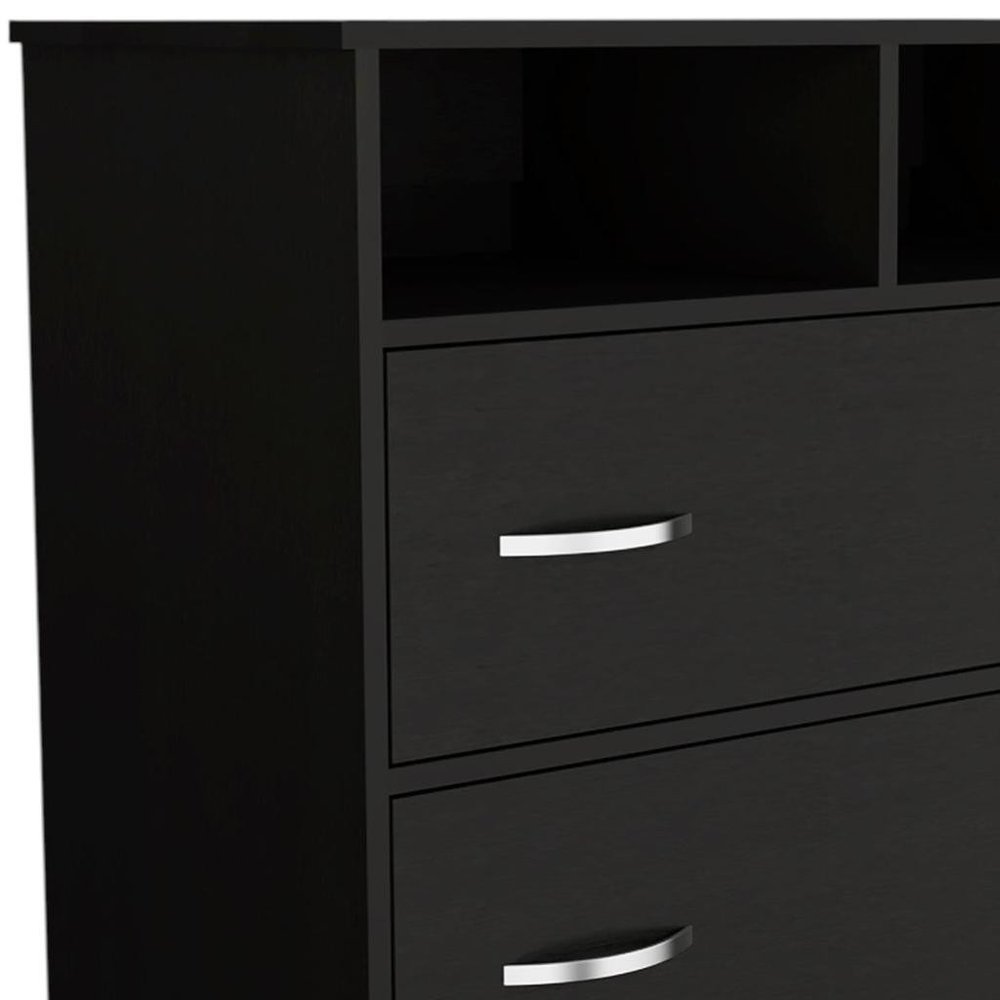 Black Wood Two Drawer Dresser - 32-inch