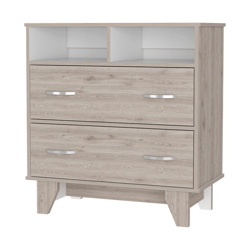 Oak Wood Two Drawer Dresser - 32-inch