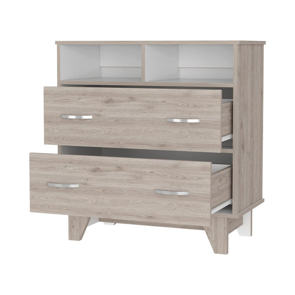 Oak Wood Two Drawer Dresser - 32-inch