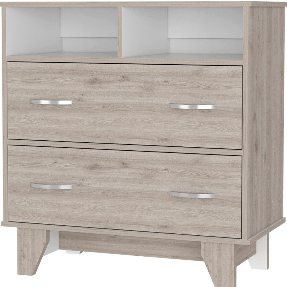 Oak Wood Two Drawer Dresser - 32-inch