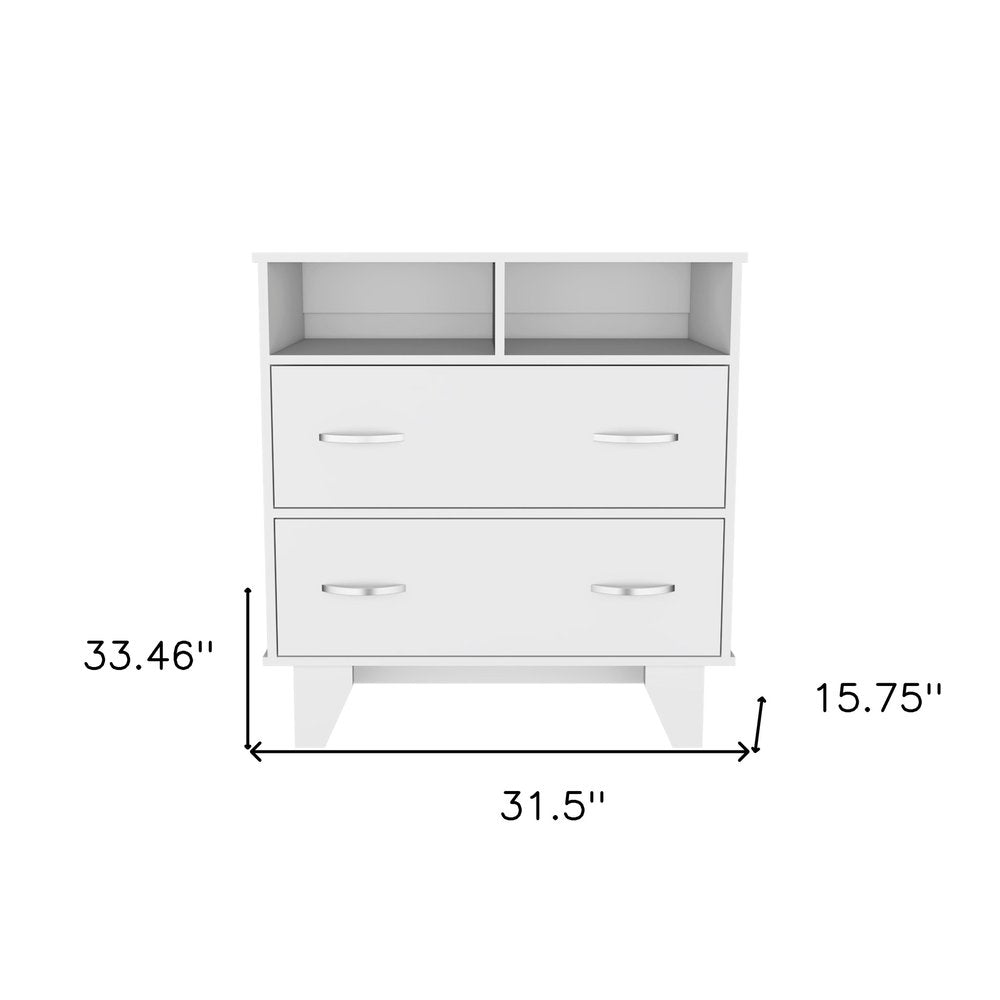 Oak Wood Two Drawer Dresser - 32-inch