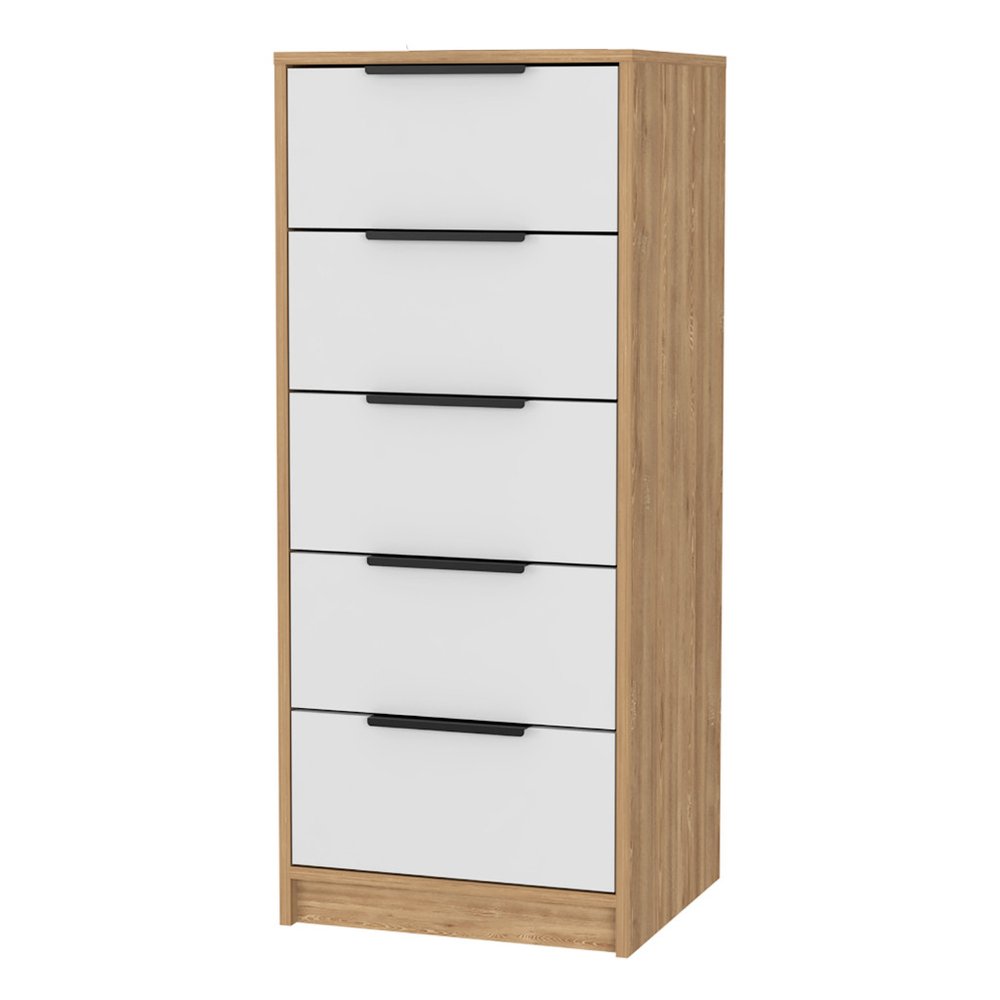 White and Natural Five Drawer Standard Chest - 18-inch
