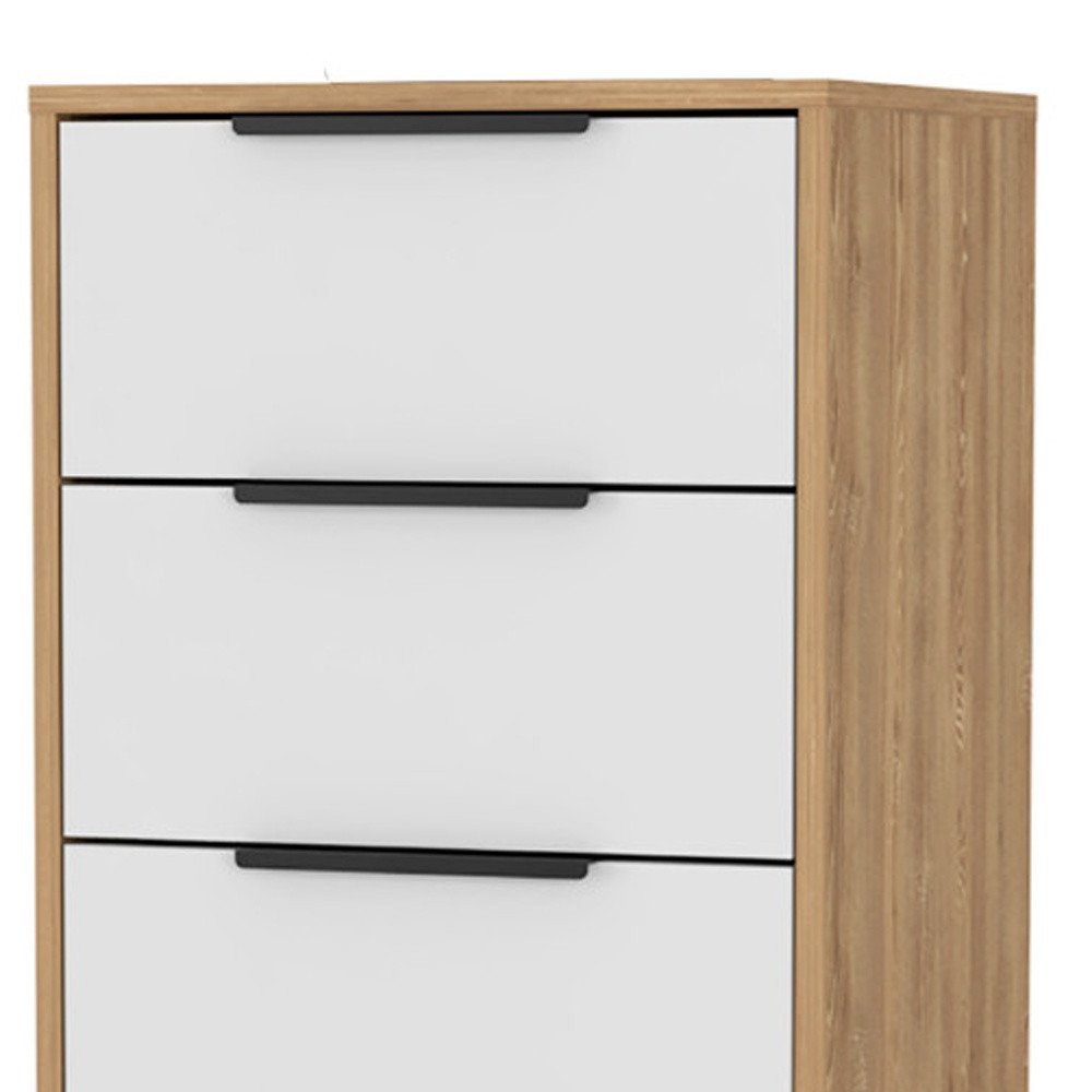 White and Natural Five Drawer Standard Chest - 18-inch