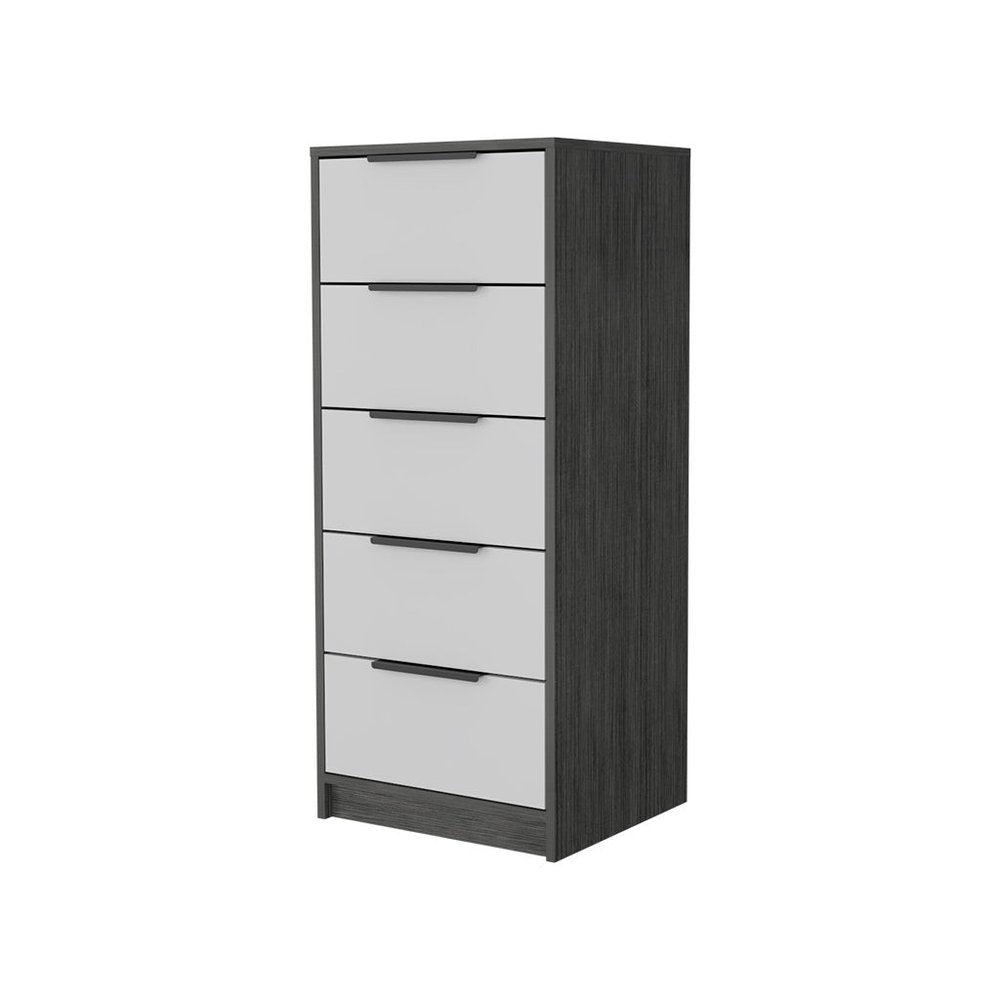 White and Natural Five Drawer Standard Chest - 18-inch