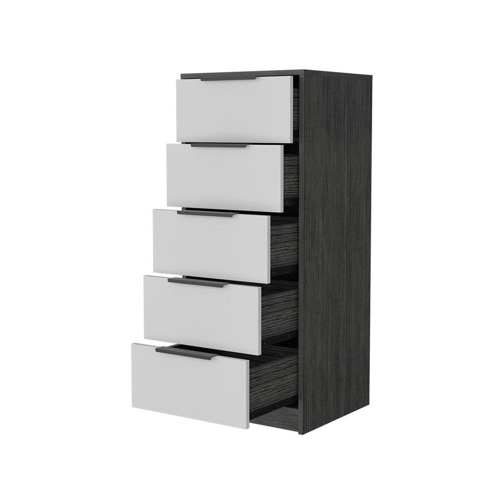 White and Natural Five Drawer Standard Chest - 18-inch