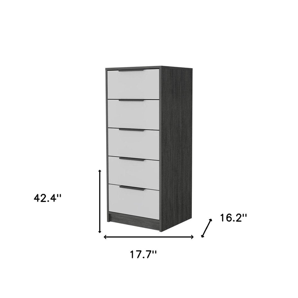 White and Natural Five Drawer Standard Chest - 18-inch