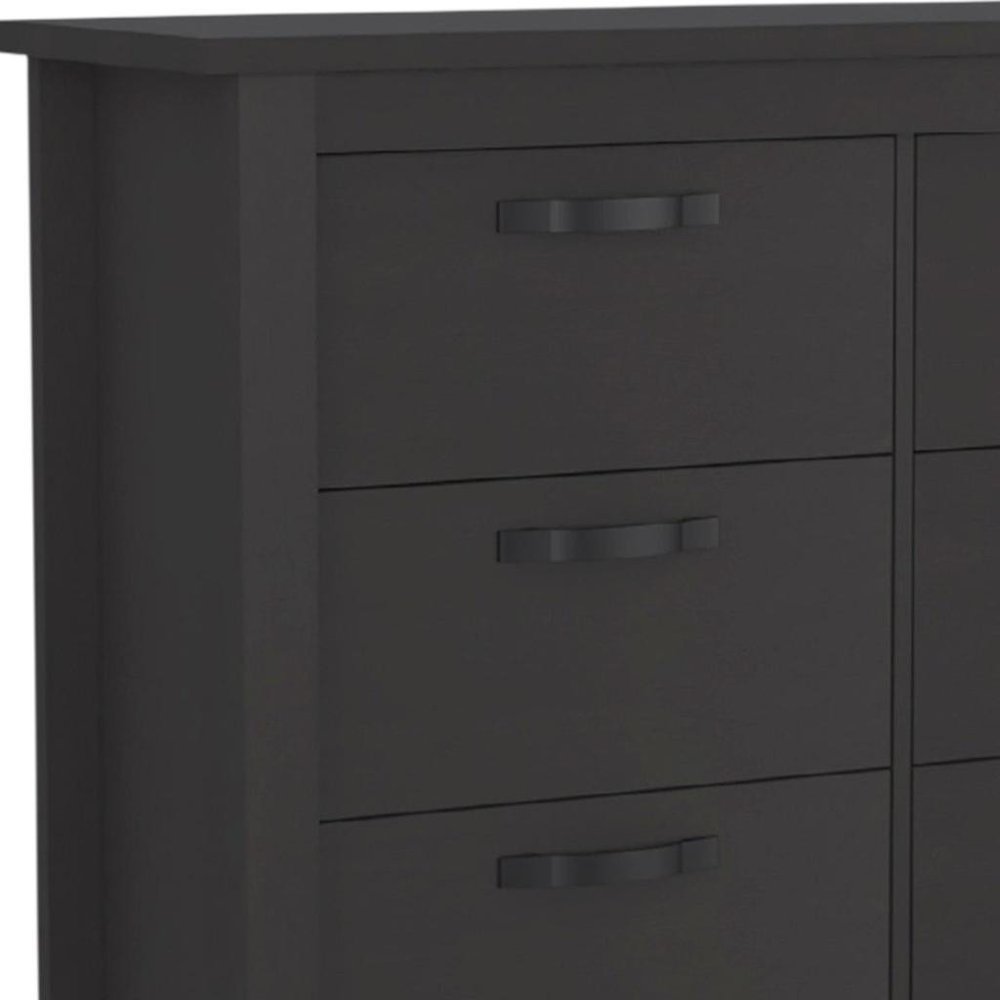Black Wood Six Drawer Double Dresser - 36-inch