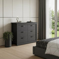 Black Wood Six Drawer Double Dresser - 36-inch