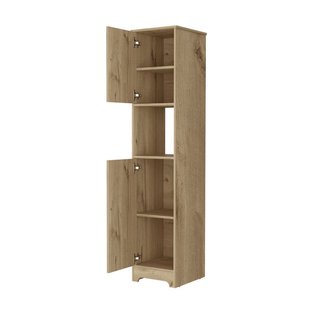 Light Brown Wood Accent Cabinet with Two Doors - 68-inch