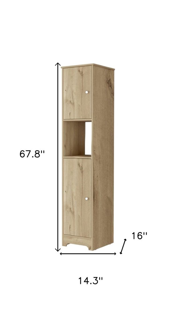 Light Brown Wood Accent Cabinet with Two Doors - 68-inch