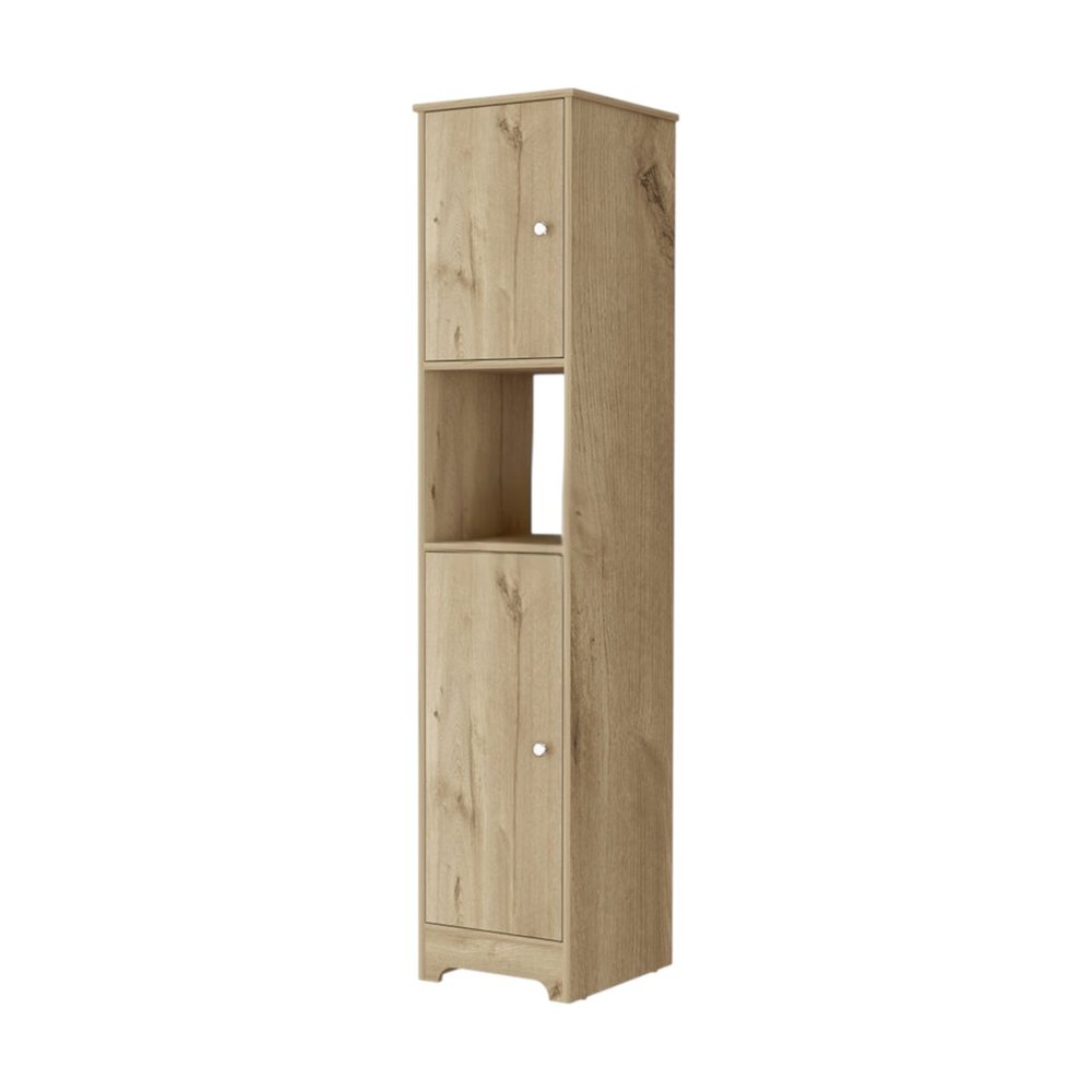 Light Brown Wood Accent Cabinet with Two Doors - 68-inch