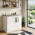 White Stainless Steel Accent Cabinet with Two Shelves - 39-inch