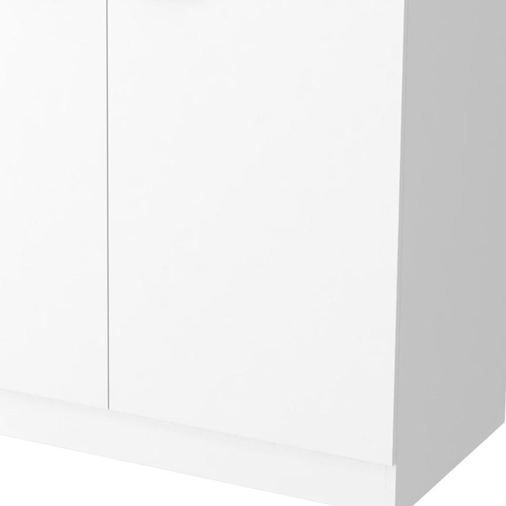 White Stainless Steel Accent Cabinet with Two Shelves - 39-inch