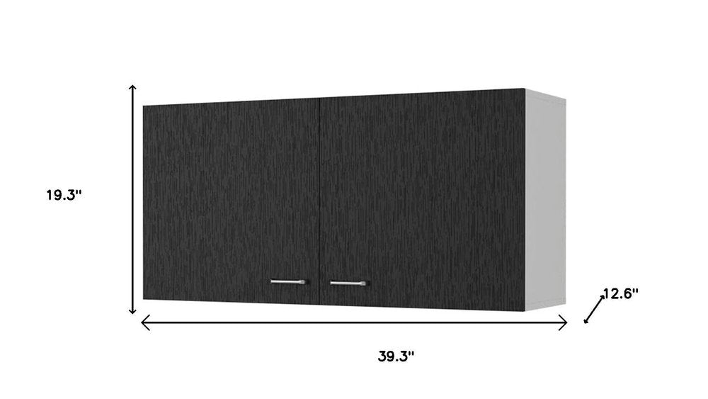 Black Wood Wall Mounted Accent Cabinet - 39-inch