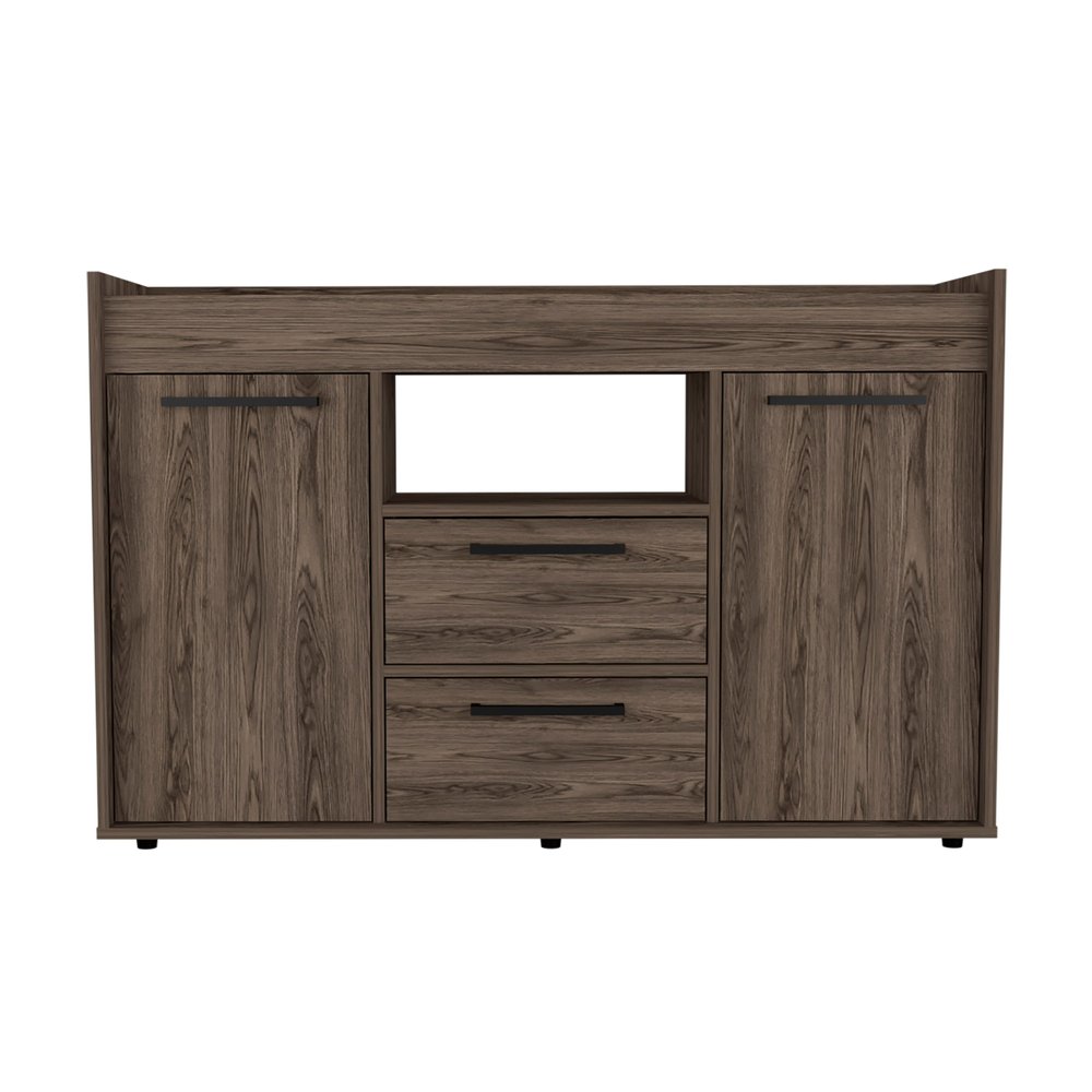 Walnut Wood Two Drawer Sideboard with Two Doors - 47-inch
