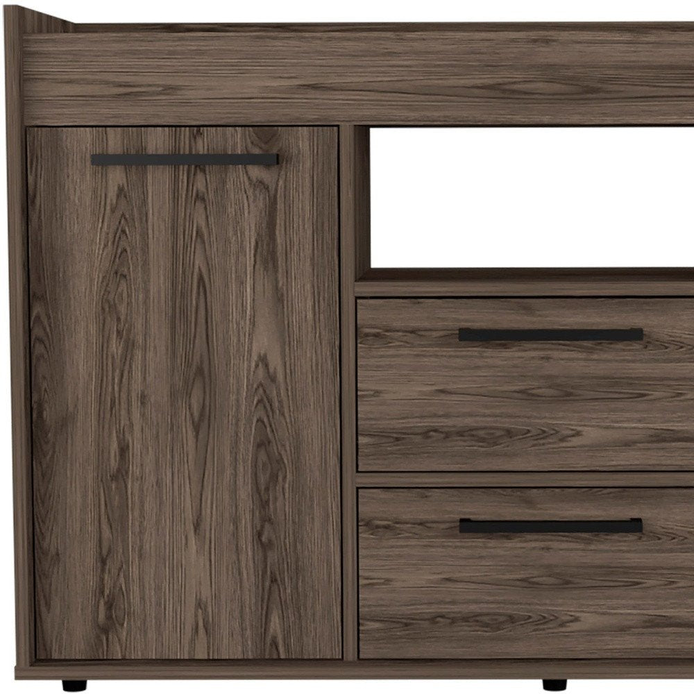 Walnut Wood Two Drawer Sideboard with Two Doors - 47-inch