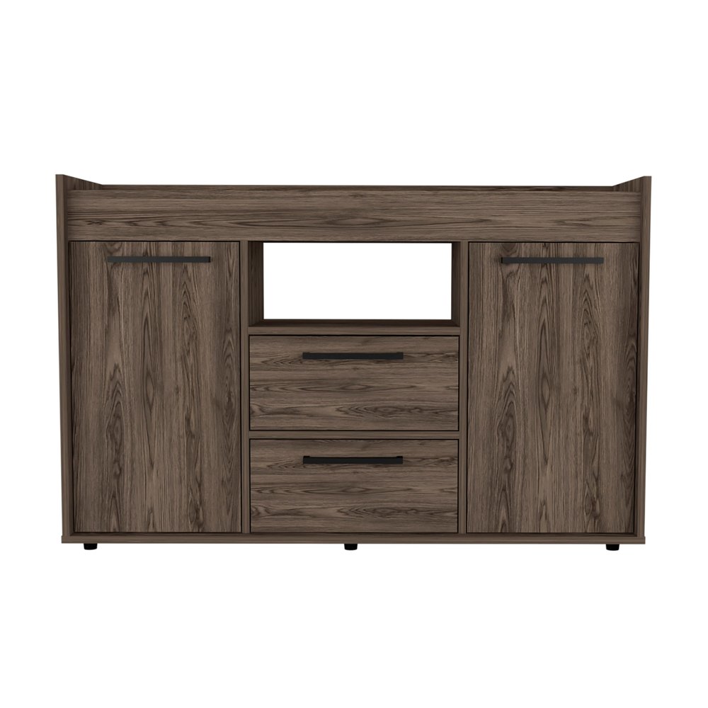 Walnut Wood Two Drawer Sideboard with Two Doors - 47-inch