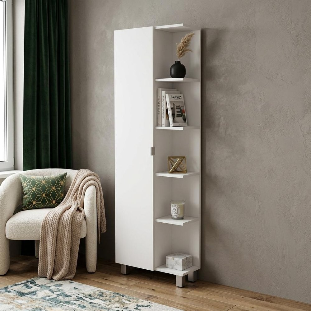 White Accent Cabinet with Nine Shelves - 20-inch