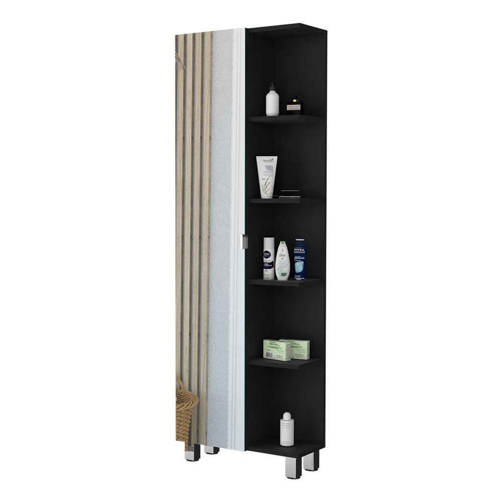 Black Accent Cabinet with Nine Shelves - 20-inch