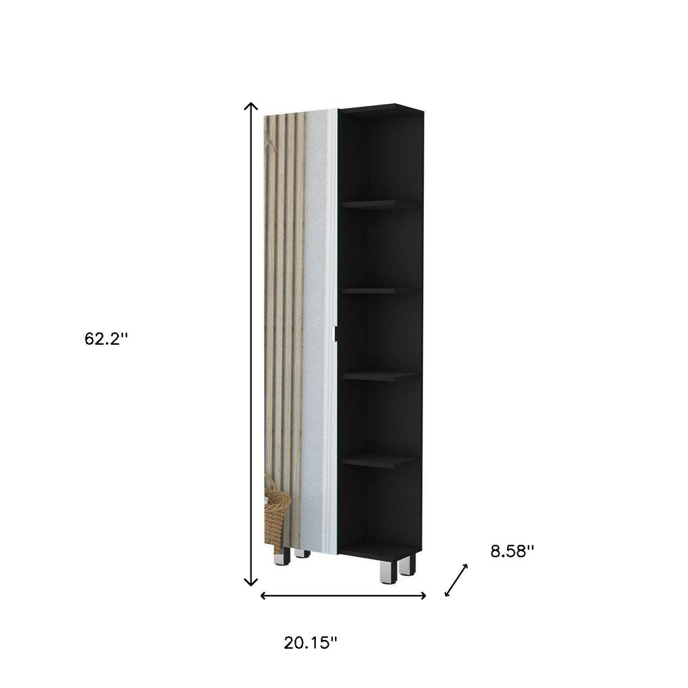 Black Accent Cabinet with Nine Shelves - 20-inch