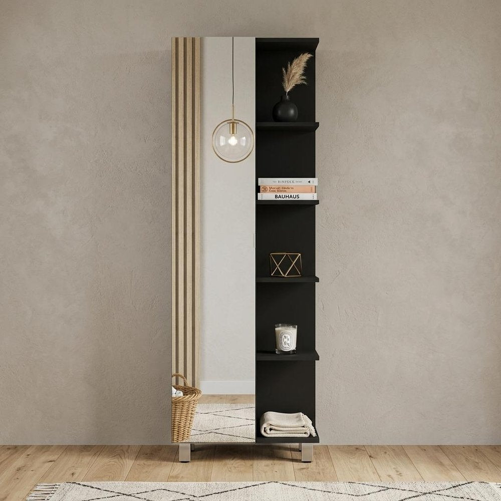 Black Accent Cabinet with Nine Shelves - 20-inch