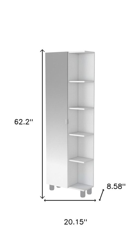 White Wood Accent Cabinet with Single Door - 62-inch