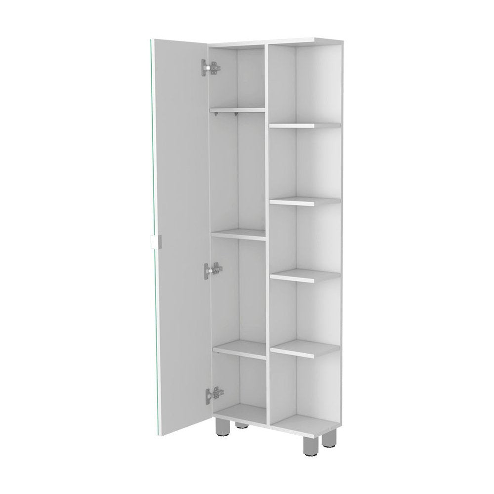 White Wood Accent Cabinet with Single Door - 62-inch