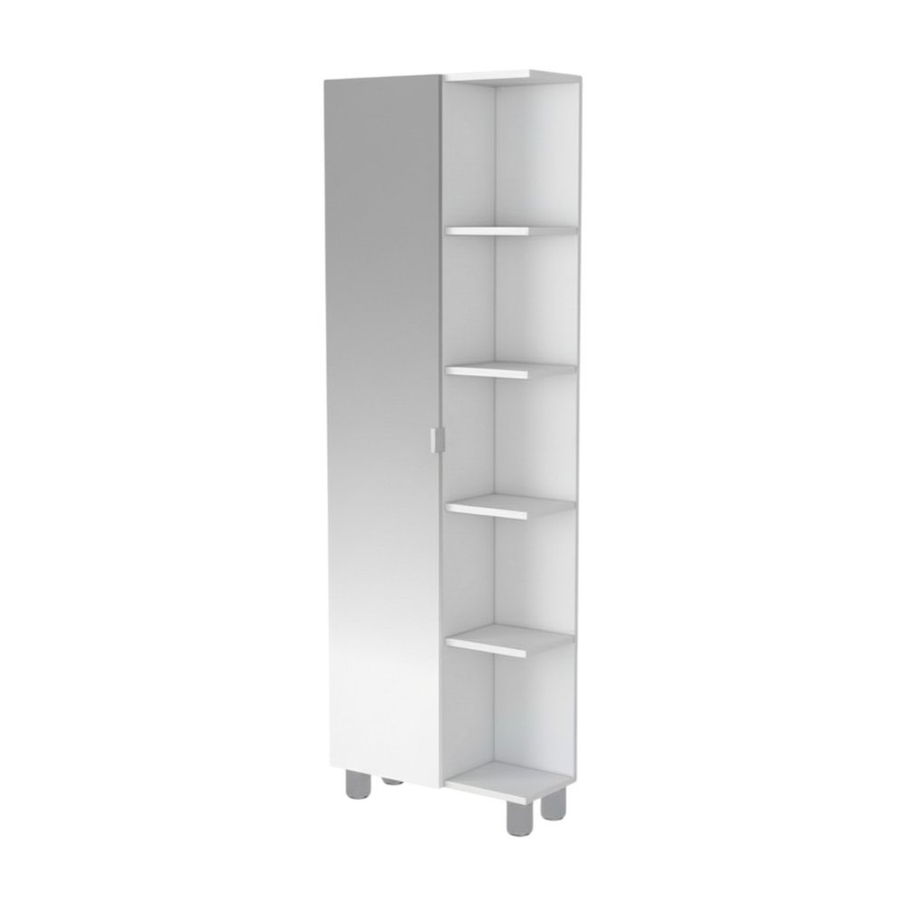 White Wood Accent Cabinet with Single Door - 62-inch