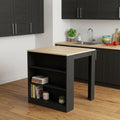 Black and Brown 36 Kitchen Island with Storage