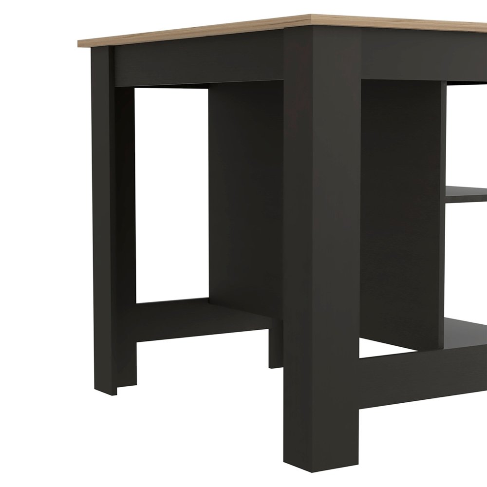 Black and Oak 41 Kitchen Island with Storage