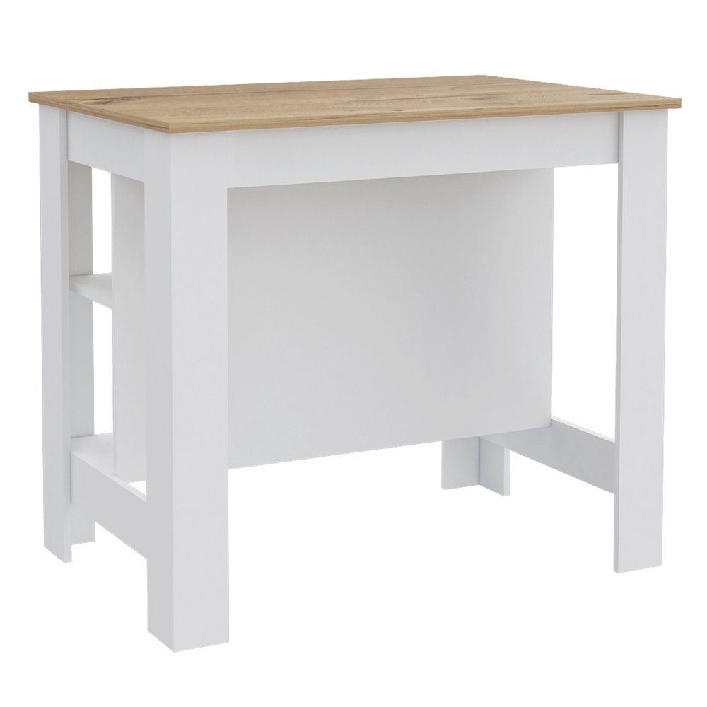 White and Oak 41 Kitchen Island with Storage