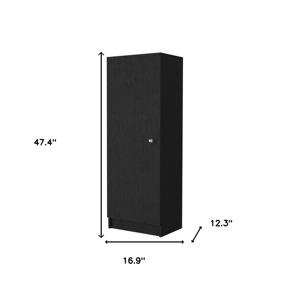 Black Wood Pantry or Storage Closet - 47-inch