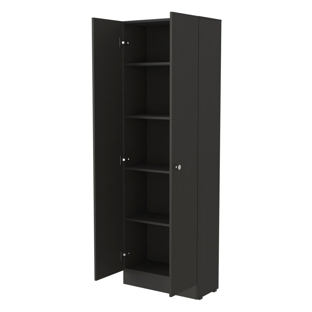 Black Wood Pantry or Storage Closet - 71-inch