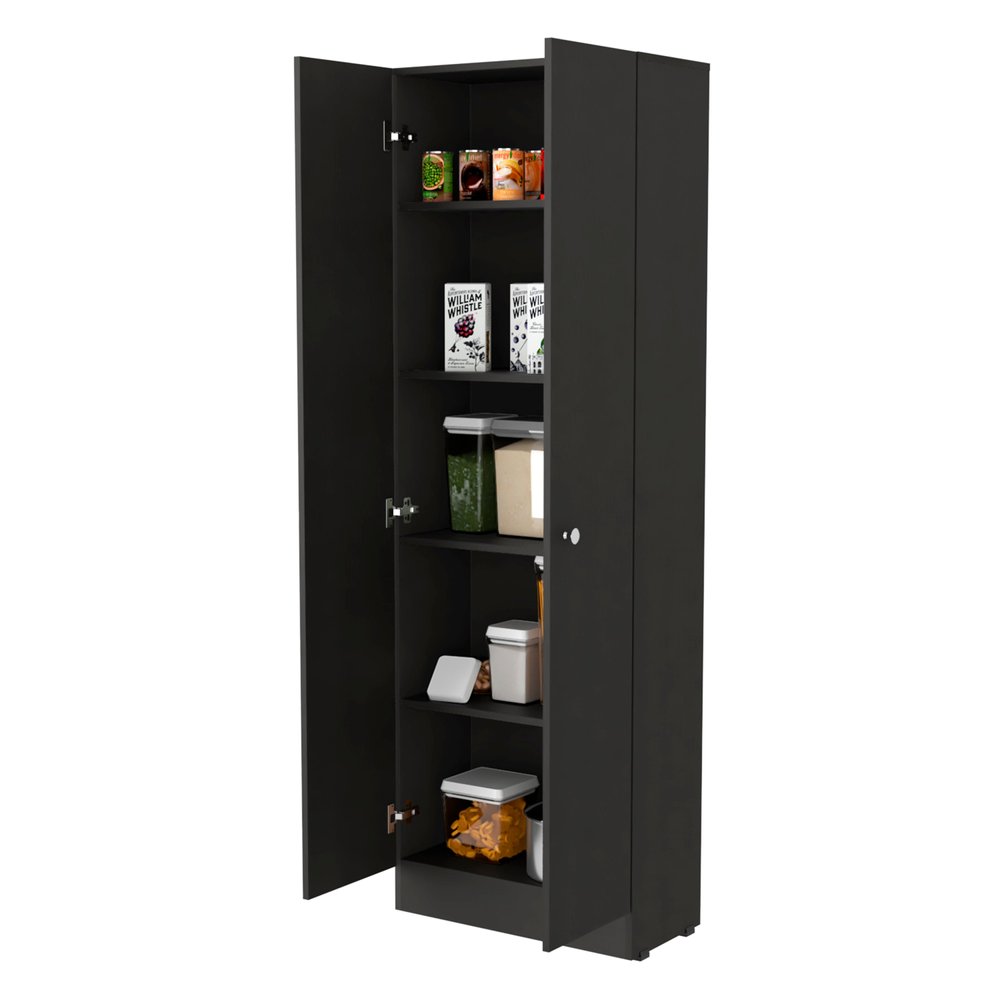 Black Wood Pantry or Storage Closet - 71-inch