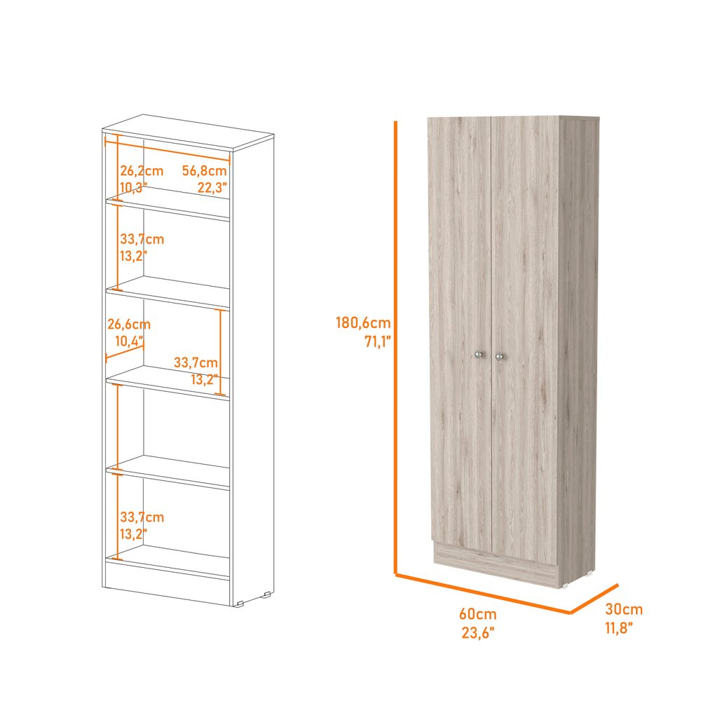 Light Gray Wood Pantry or Storage Closet - 71-inch