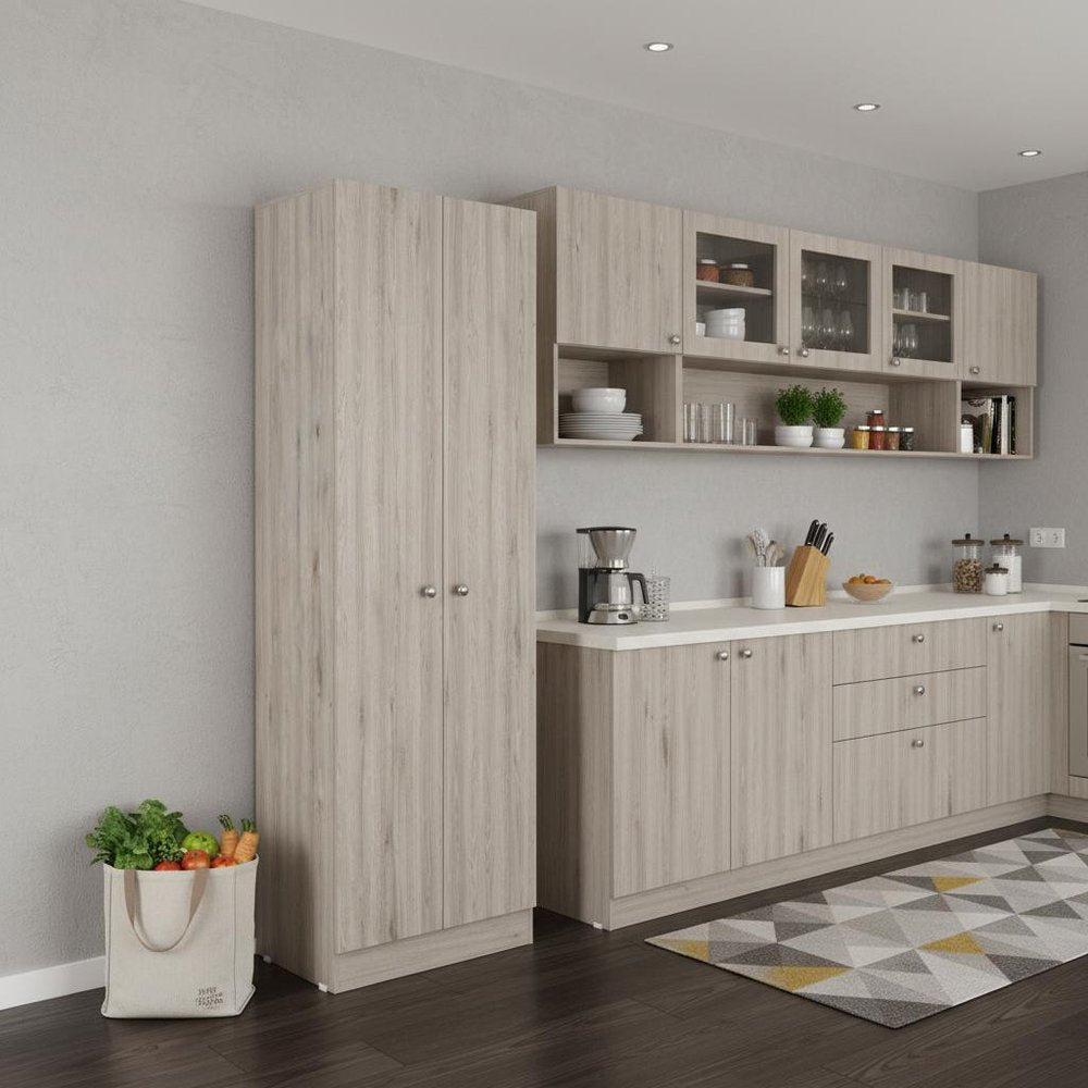 Light Gray Wood Pantry or Storage Closet - 71-inch