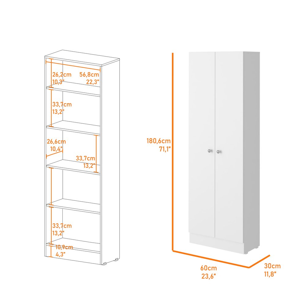 White Wood Pantry or Storage Closet - 71-inch