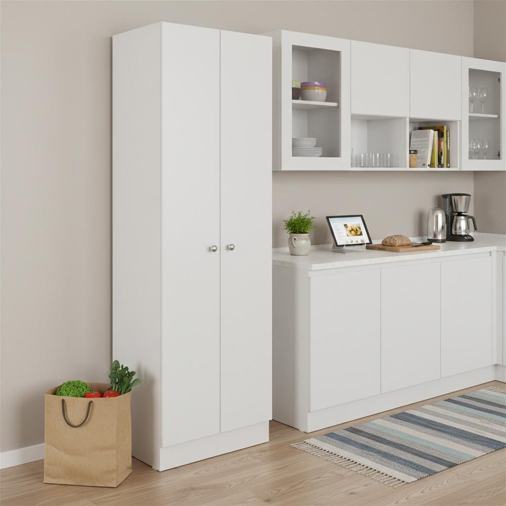 White Wood Pantry or Storage Closet - 71-inch