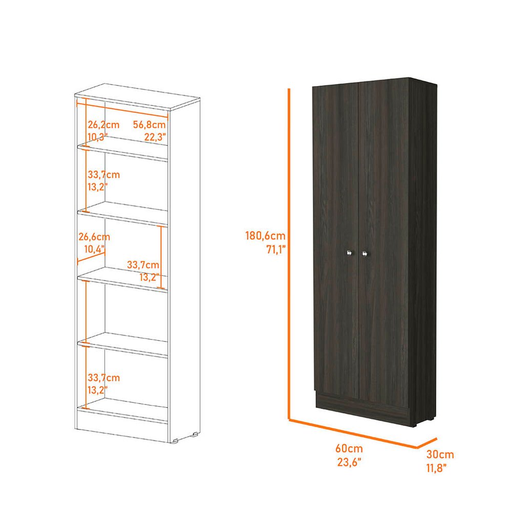 Espresso Wood Pantry or Storage Closet - 71-inch