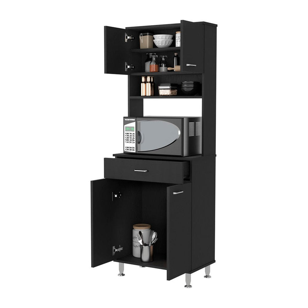 Black Wood Pantry or Storage Closet - 67-inch