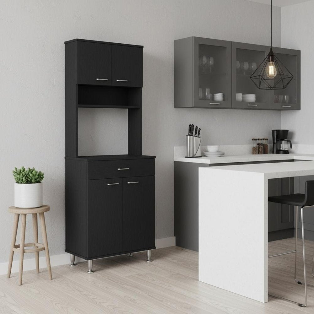Black Wood Pantry or Storage Closet - 67-inch