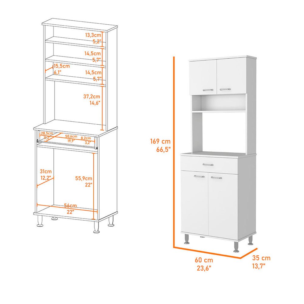 White Wood Pantry or Storage Closet - 67-inch