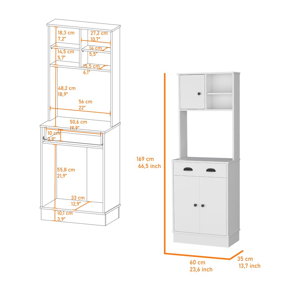 White Wood Pantry or Storage Closet - 67-inch