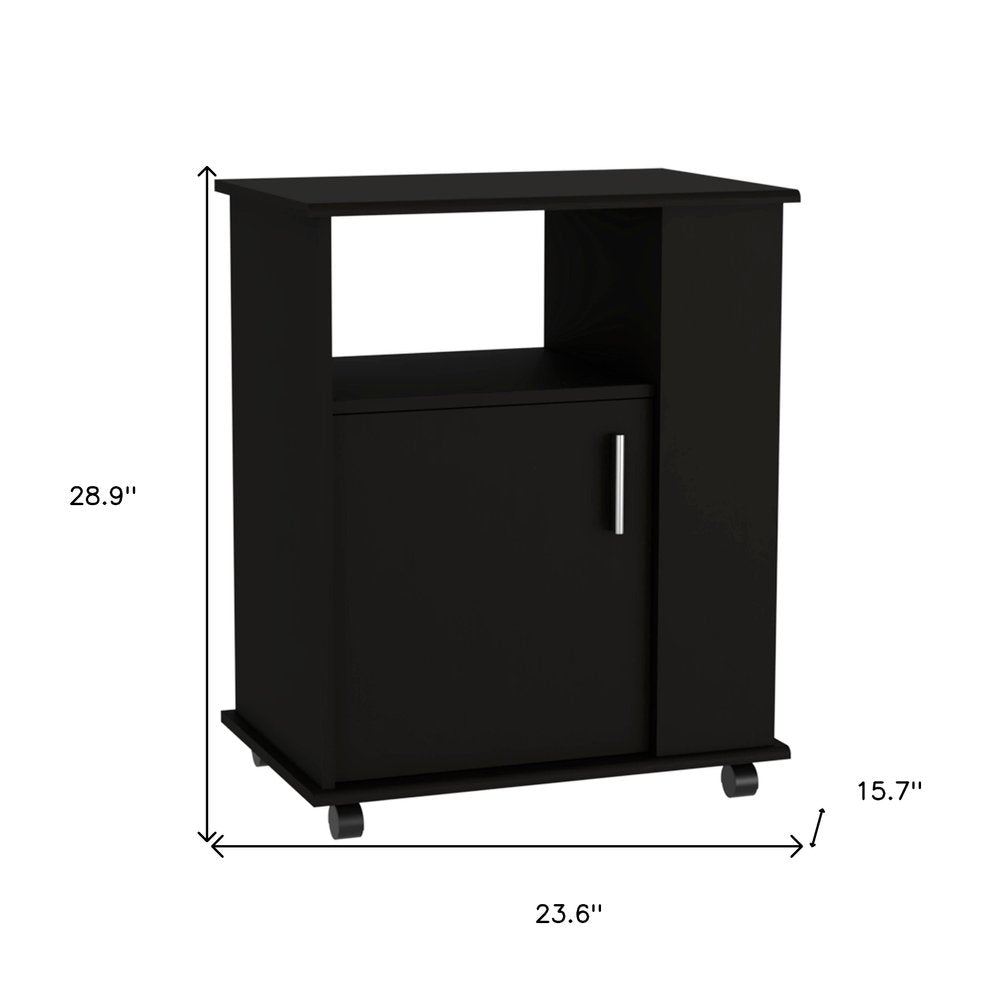 Black Wood Accent Cabinet with Single Door - 29-inch