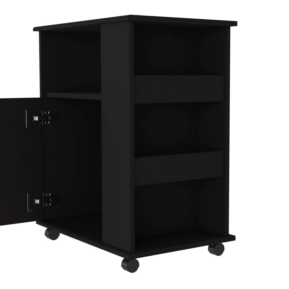 Black Wood Accent Cabinet with Single Door - 29-inch